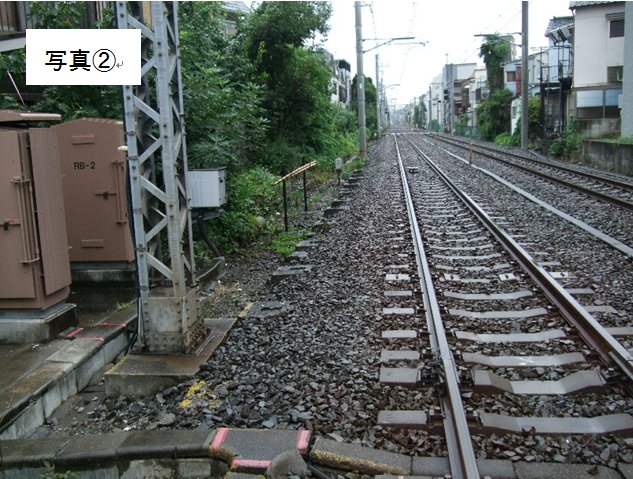 虎橋通りの亀戸線2号踏切から小村井駅方面'' 虎橋通りの亀戸線2号踏切から小村井駅方面''